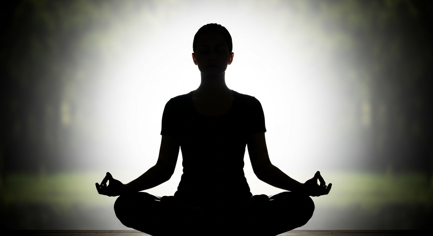 Meditating person with chakras