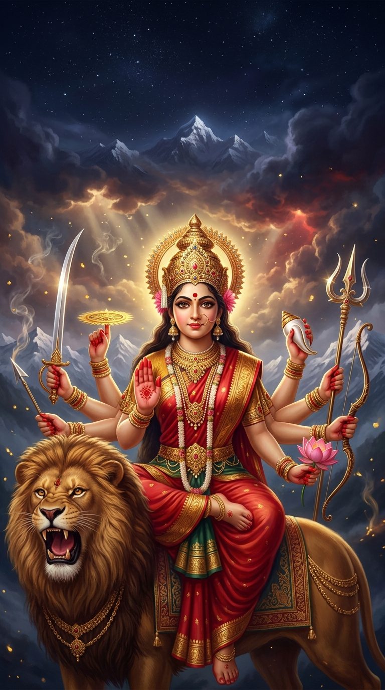 Durga — The invincible Mother who rides the lion
